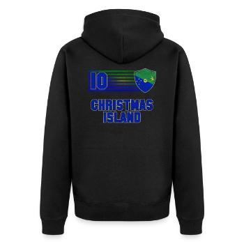Weihnachtsinsel - Unisex Premium Bio Zip Hoodie - Schwarz - Hinten - Nico (187cm)
