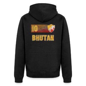 Bhutan - Unisex Premium Organic Zip Hoodie - black - Back - Nico (187cm)