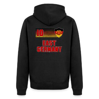East Germany - Unisex Premium Organic Zip Hoodie - black - Back - Nico (187cm)