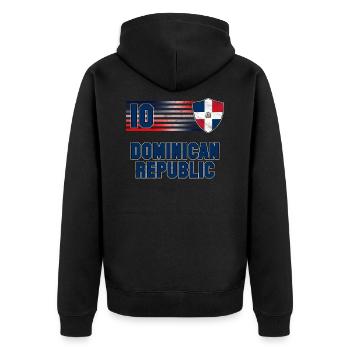 Dominikanische Republik - Unisex Premium Bio Zip Hoodie - Schwarz - Hinten - Nico (187cm)