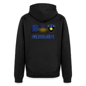 Guadeloupe - Unisex Premium Bio Zip Hoodie - Schwarz - Hinten - Nico (187cm)
