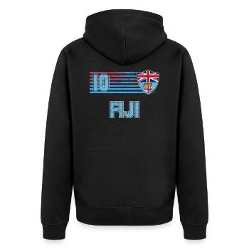 Fidschi - Unisex Premium Bio Zip Hoodie - Schwarz - Hinten - Nico (187cm)