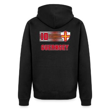 Guernsey - Unisex Premium Bio Zip Hoodie - Schwarz - Hinten - Nico (187cm)