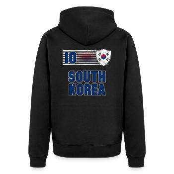 South Korea - Unisex Premium Organic Zip Hoodie - black - Back - Nico (187cm)