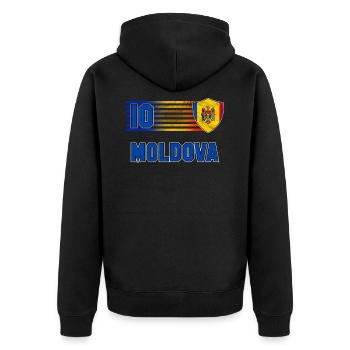 Moldova - Unisex Premium Organic Zip Hoodie - black - Back - Nico (187cm)