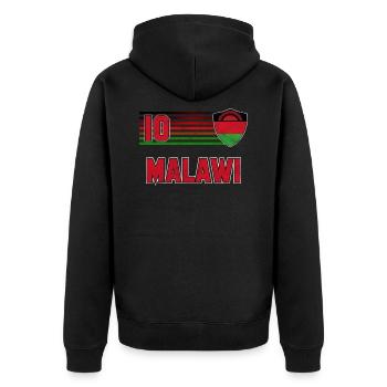Malawi - Unisex Premium Organic Zip Hoodie - black - Back - Nico (187cm)