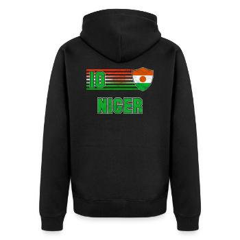 Niger - Unisex Premium Organic Zip Hoodie - black - Back - Nico (187cm)
