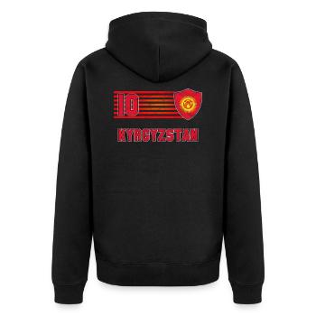 Kyrgyzstan - Unisex Premium Organic Zip Hoodie - black - Back - Nico (187cm)