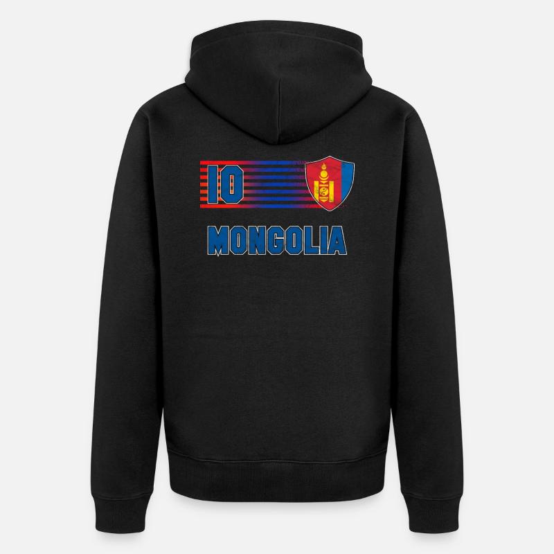 Mongolei - Unisex Premium Bio Zip Hoodie - Schwarz