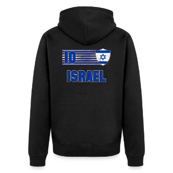 Israel - Unisex Premium Organic Zip Hoodie - black - Back - Nico (187cm)