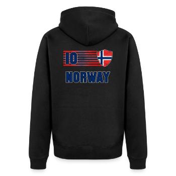 Norwegen - Unisex Premium Bio Zip Hoodie - Schwarz - Hinten - Nico (187cm)