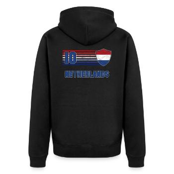 Netherlands - Unisex Premium Organic Zip Hoodie - black - Back - Nico (187cm)