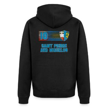St. Pierre und Miquelon - Unisex Premium Bio Zip Hoodie - Schwarz - Hinten - Nico (187cm)