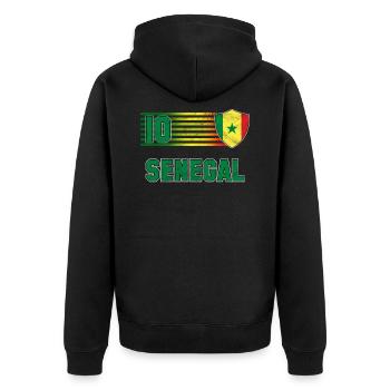Senegal - Unisex Premium Bio Zip Hoodie - Schwarz - Hinten - Nico (187cm)