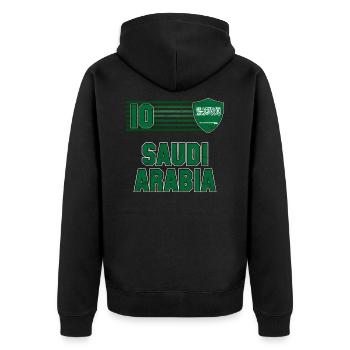 Saudi-Arabien - Unisex Premium Bio Zip Hoodie - Schwarz - Hinten - Nico (187cm)