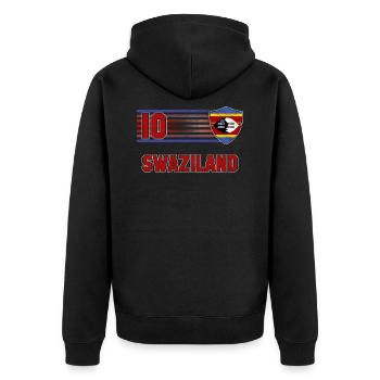 Swasiland - Unisex Premium Bio Zip Hoodie - Schwarz - Hinten - Nico (187cm)