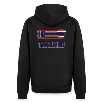 Thailand - Unisex Premium Bio Zip Hoodie - Schwarz - Hinten - Nico (187cm)
