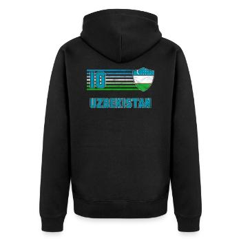 Ouzbékistan - Veste à capuche bio Premium Unisexe - noir - Dos - Nico (187cm)