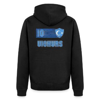 Ouïghours - Veste à capuche bio Premium Unisexe - noir - Dos - Nico (187cm)