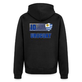 Uruguay - Unisex Premium Organic Zip Hoodie - black - Back - Nico (187cm)