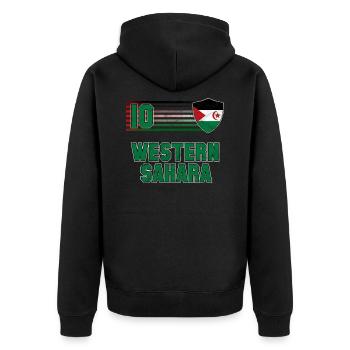 Western Sahara - Unisex Premium Organic Zip Hoodie - black - Back - Nico (187cm)