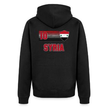 Syrie - Veste à capuche bio Premium Unisexe - noir - Dos - Nico (187cm)