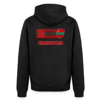 Transnistria - Unisex Premium Organic Zip Hoodie - black - Back - Nico (187cm)