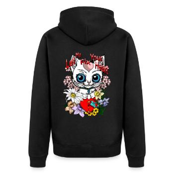 Heart repair - Unisex Premium Bio Zip Hoodie - Schwarz - Hinten - Nico (187cm)
