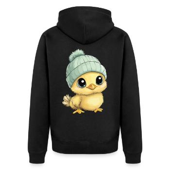 Chicken Cute Baby Kids Animal Chick Cartoon - Unisex Premium Organic Zip Hoodie - black - Back - Nico (187cm)