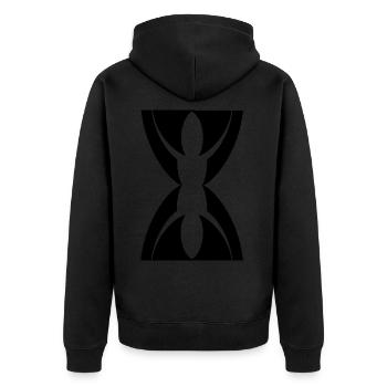 simple look - Unisex Premium Organic Zip Hoodie - black - Back - Nico (187cm)