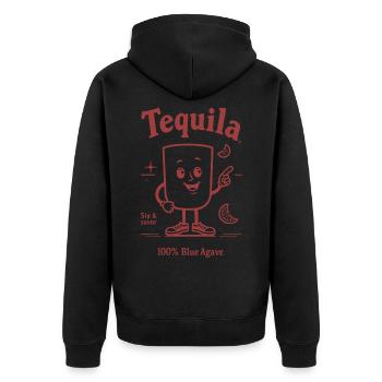Tequila Glas - Unisex Premium Bio Zip Hoodie - Schwarz - Hinten - Nico (187cm)