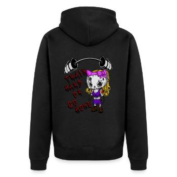 Train hard…. - Unisex Premium Bio Zip Hoodie - Schwarz - Hinten - Nico (187cm)