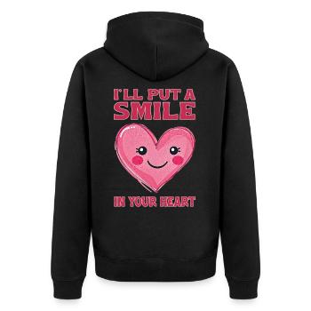 Je vais te mettre un sourire dans le cœur - Veste à capuche bio Premium Unisexe - noir - Dos - Nico (187cm)