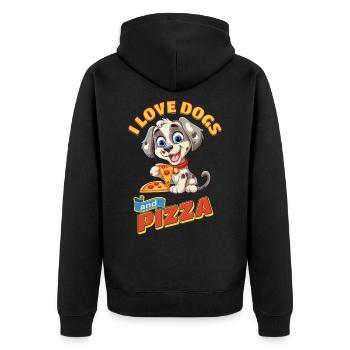 Dog I Love Dogs And Pizza Funny Funny Humor - Unisex Premium Organic Zip Hoodie - black - Back - Nico (187cm)