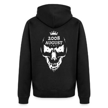 August 2008 Totenkopf - Unisex Premium Bio Zip Hoodie - Schwarz - Hinten - Nico (187cm)