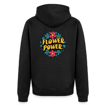 Flower Power 1960 & 1970 Rétro des années 60 des années 70 Groovy - Veste à capuche bio Premium Unisexe - noir - Dos - Nico (187cm)