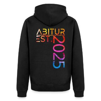 Abitur Est. 2025 - Unisex Premium Bio Zip Hoodie - Schwarz - Hinten - Nico (187cm)