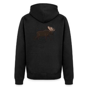 Norwegen Elch Natur wandern Expedition Oslo Urlaub - Unisex Premium Bio Zip Hoodie - Schwarz - Hinten - Nico (187cm)