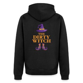 Die schmutzige Hexe - Unisex Premium Bio Zip Hoodie - Schwarz - Hinten - Nico (187cm)