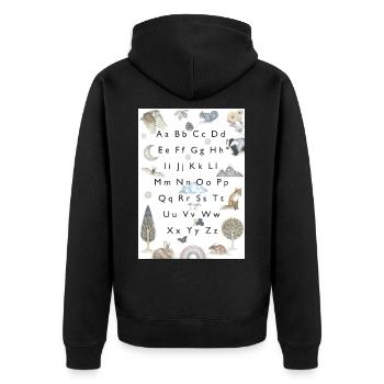 Fauna des Waldes. - Unisex Premium Bio Zip Hoodie - Schwarz - Hinten - Nico (187cm)