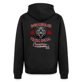 Berserker Viking Bear - Unisex Premium Organic Zip Hoodie - black - Back - Nico (187cm)