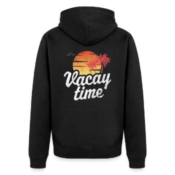 Vacay Time - Unisex Premium Organic Zip Hoodie - black - Back - Nico (187cm)