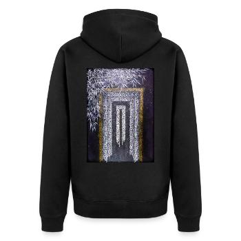 Calligraffiti - Porte (foncé) - Veste à capuche bio Premium Unisexe - noir - Dos - Nico (187cm)