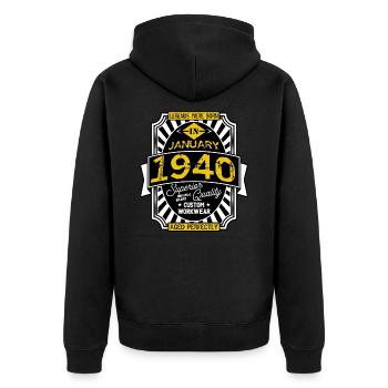 1940 JANUARY - Veste à capuche bio Premium Unisexe - noir - Dos - Nico (187cm)