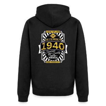 1940 DECEMBER - Veste à capuche bio Premium Unisexe - noir - Dos - Nico (187cm)