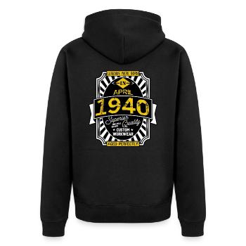 APRIL 1940 - Unisex Premium Bio Zip Hoodie - Schwarz - Hinten - Nico (187cm)