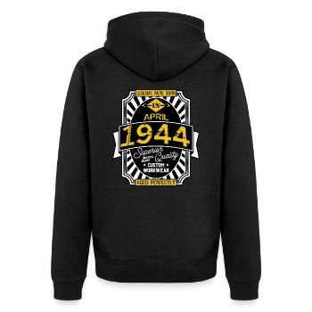 APRIL 1944 - Unisex Premium Bio Zip Hoodie - Schwarz - Hinten - Nico (187cm)