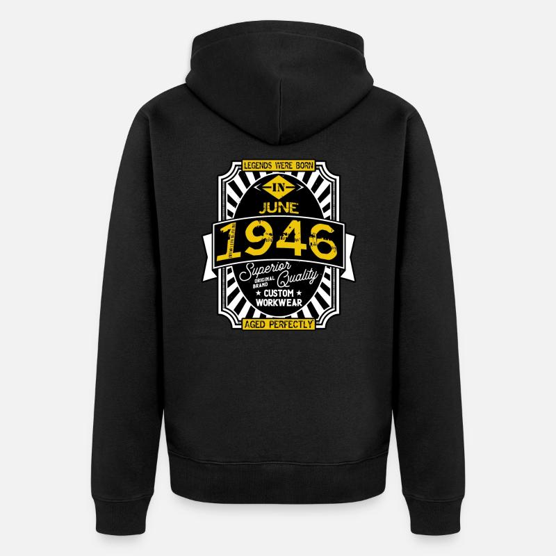 1946 JUNI - Unisex Premium Bio Zip Hoodie - Schwarz