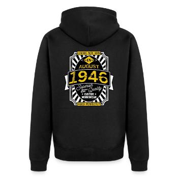 1946 AUGUST - Veste à capuche bio Premium Unisexe - noir - Dos - Nico (187cm)