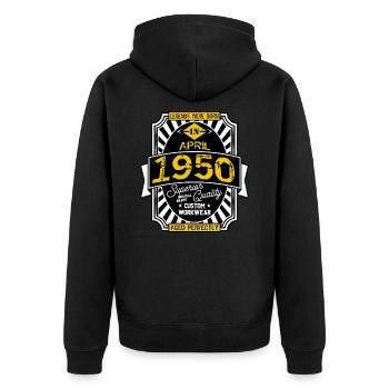 1950 APRIL - Unisex Premium Organic Zip Hoodie - black - Back - Nico (187cm)